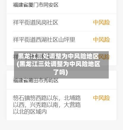 黑龙江三处调整为中风险地区(黑龙江三处调整为中风险地区了吗)