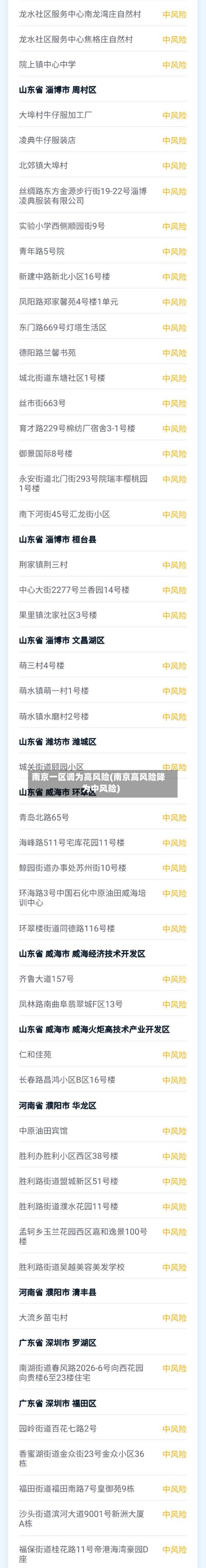 南京一区调为高风险(南京高风险降为中风险)