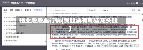 锡业股股票行情(锡股票有哪些龙头股)-第3张图片